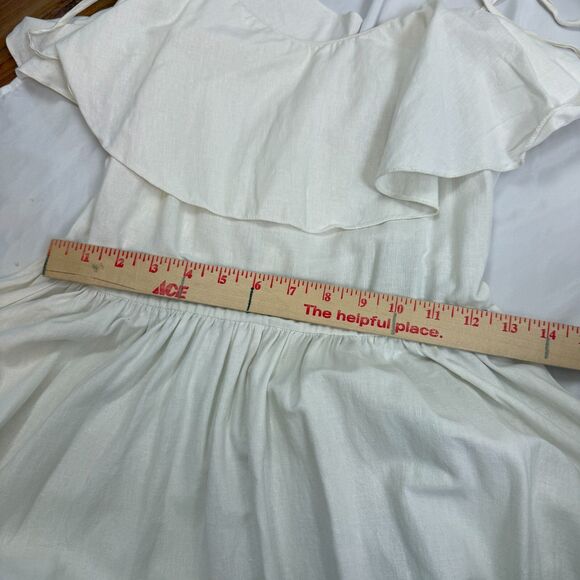 ADRIANA DEGREAS Silk & Linen Flare Dress Size M Ruffle Strappy Unlined Coastal - Picture 12 of 16